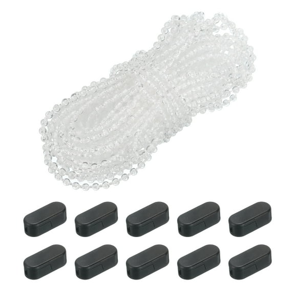 Uxcell 10.94 Yards Blinds Bead Chain Cord with 20 Pcs Connectors for Bead Blinds Transparent