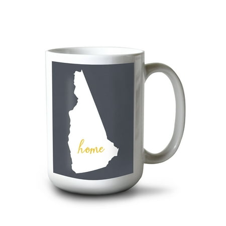 

15 fl oz Ceramic Mug New Hampshire Home State White on Gray Dishwasher & Microwave Safe
