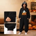 thumbnail image 6 of Halloween Pumpkin Hooded Onesie Adult Soft Hooded Onesie Flannel Pajama Sleepwear, Plush Matching Couples Jumpsuit for Fall Halloween Costume Loungewear, 6 of 8