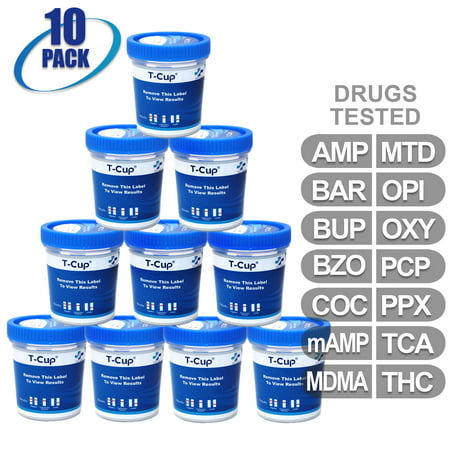 MiCare [10pk] - 14-Panel T-Cup Instant Urine Drug Test - (AMP/BAR/BUP/BZO/COC/mAMP/MDMA/MTD/OPI/OXY/PCP/PPX/TCA/THC)