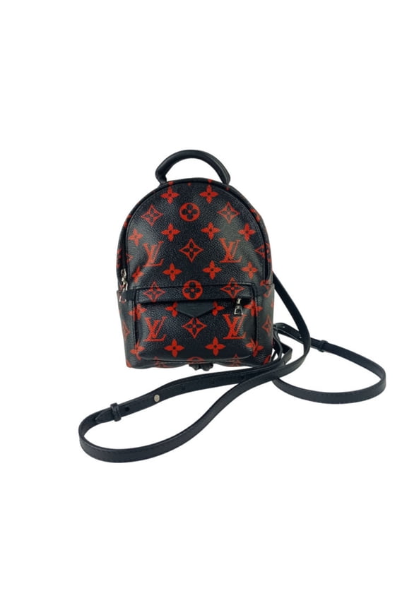 Pre-Owned LOUIS VUITTON Palm Springs Backpack MINI M41457 Black Red Monogram Infra Rouge Women's