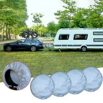 CxhicLuv RV Tire Covers 4 Pack 11.8×9.8×1.9 Inch, Weatherproof, Aluminum Foil, Universal Wheel Protector – Ideal for Camps, Boats, Perfect for RV Owners, Truck Drivers, Silver