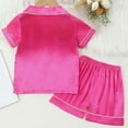 thumbnail image 3 of Hiijoy Infant Girls Pajamas Silk Satin Solid Short Sleeve Shirt and Shorts Sleepwear, Sizes 1-8, 3 of 8