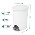 thumbnail image 3 of (2 pack) Sterilite Small Bathroom Trash Can, 2.6 Gallon Plastic Garbage Bucket Bin with Step Lid, White, 3 of 10