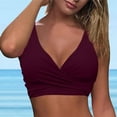 thumbnail image 3 of TOWED22 Women's Twist Front Bikini Top V Neck Push Up Padded Swimsuit Top Bathing Suits Adjustable Backless Beach Swimwear(Wine,M), 3 of 5