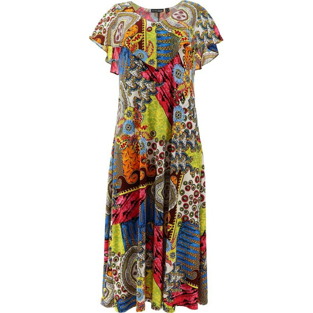 Attitudes Renee Global Illusions Maxi Dress Women's A500930 - Walmart.com