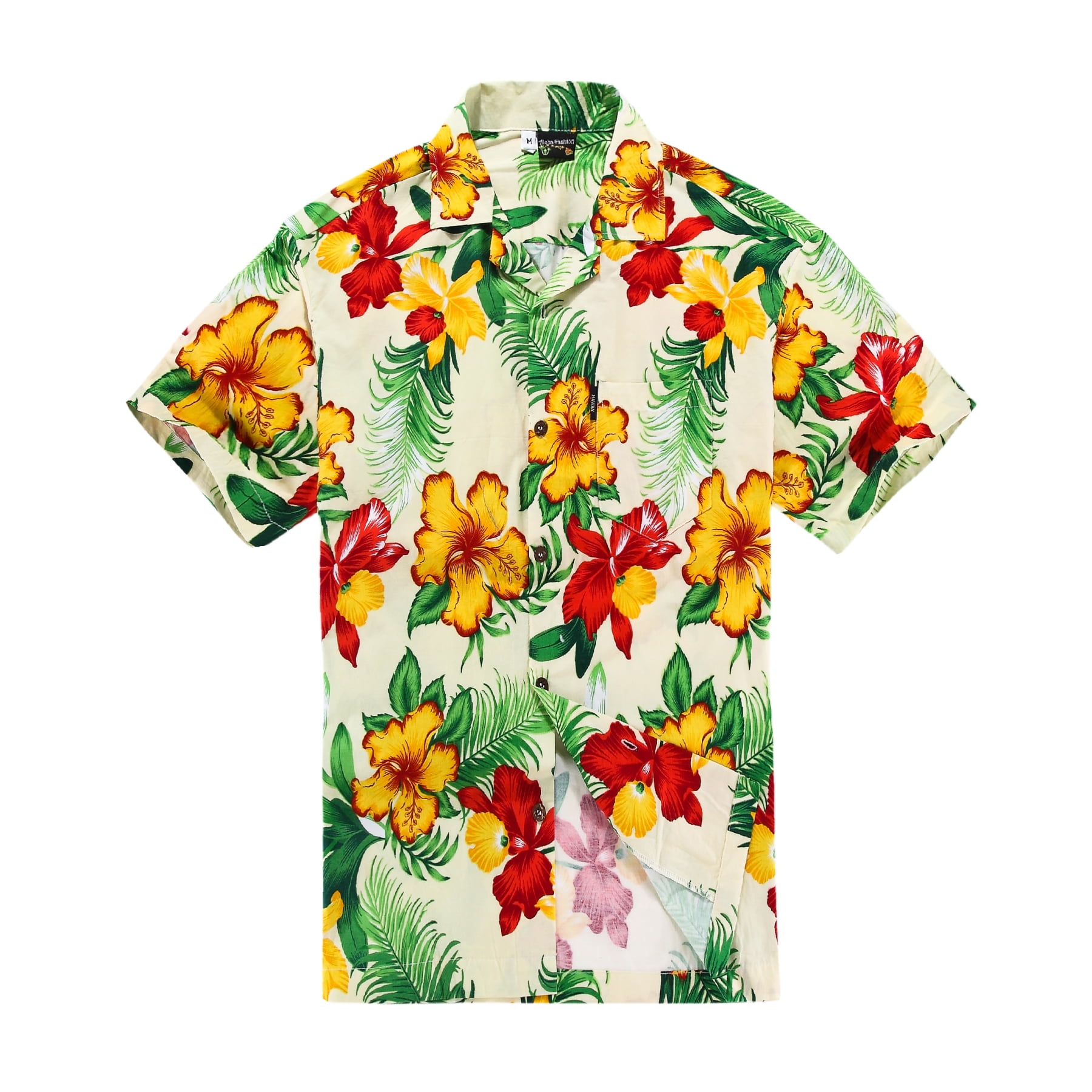 Hawaii Hangover - Hawaiian Shirt Aloha Shirt in Tan with Red and Yellow