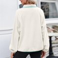 thumbnail image 3 of BiZtdJrK Polar Fleece Sweatshirts for Women Casual Button V Neck Pullover Fashion Colorblock Long Sleeve Tops Fall Winter Clothes Limited Time Sales of the Day White S, 3 of 7