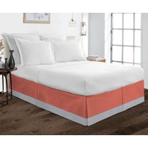 D.N.G. BEDDINGS 1 Piece Split Corner Two Tone Tailored Bed Skirt, Full Size 12 Inch Deep Pocket, 800 Thread Count, 100% Egyptian Cotton, Solid Brick Red/Silver Color.