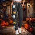 thumbnail image 2 of TOWED22 Women Halloween Sweatpants Cute Ghost Graphic Track Pants Drawstrings High Waisted Bottom Active Joggers with Pocket(Black,XXL), 2 of 7