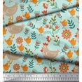 thumbnail image 2 of Soimoi Moss Georgette Fabric Leaves,Cock & Chick Cartoon Print Fabric by Yard 42 Inch Wide, 2 of 3
