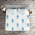 thumbnail image 2 of Ambesonne Ocean Quilted Coverlet 3 Pcs, Navy Fish Motif Sealife, Queen Size, Turquoise White, 2 of 2