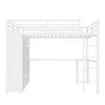 thumbnail image 5 of Bellemave Queen Size Loft Bed with Desk and Wardrobe, Metal Game Loft Beds Frame with Storage Shelves, Space Saving High Loft Bed with Hanging Rod for Bedroom(White), 5 of 8