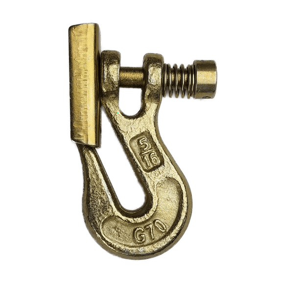 Grade 70 Pin Lock Clevis Grab Hook with Latch, for Tow Winch Trailer, Logging, Yellow Zinc Chromate Finish (5/16-1pc)