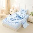 thumbnail image 2 of Erosebridal Girly Bowknot Print Twin Sheet Sets,Vintage Blue Monogrammed J Bedding For Kids Women 3-Piece, 2 of 6
