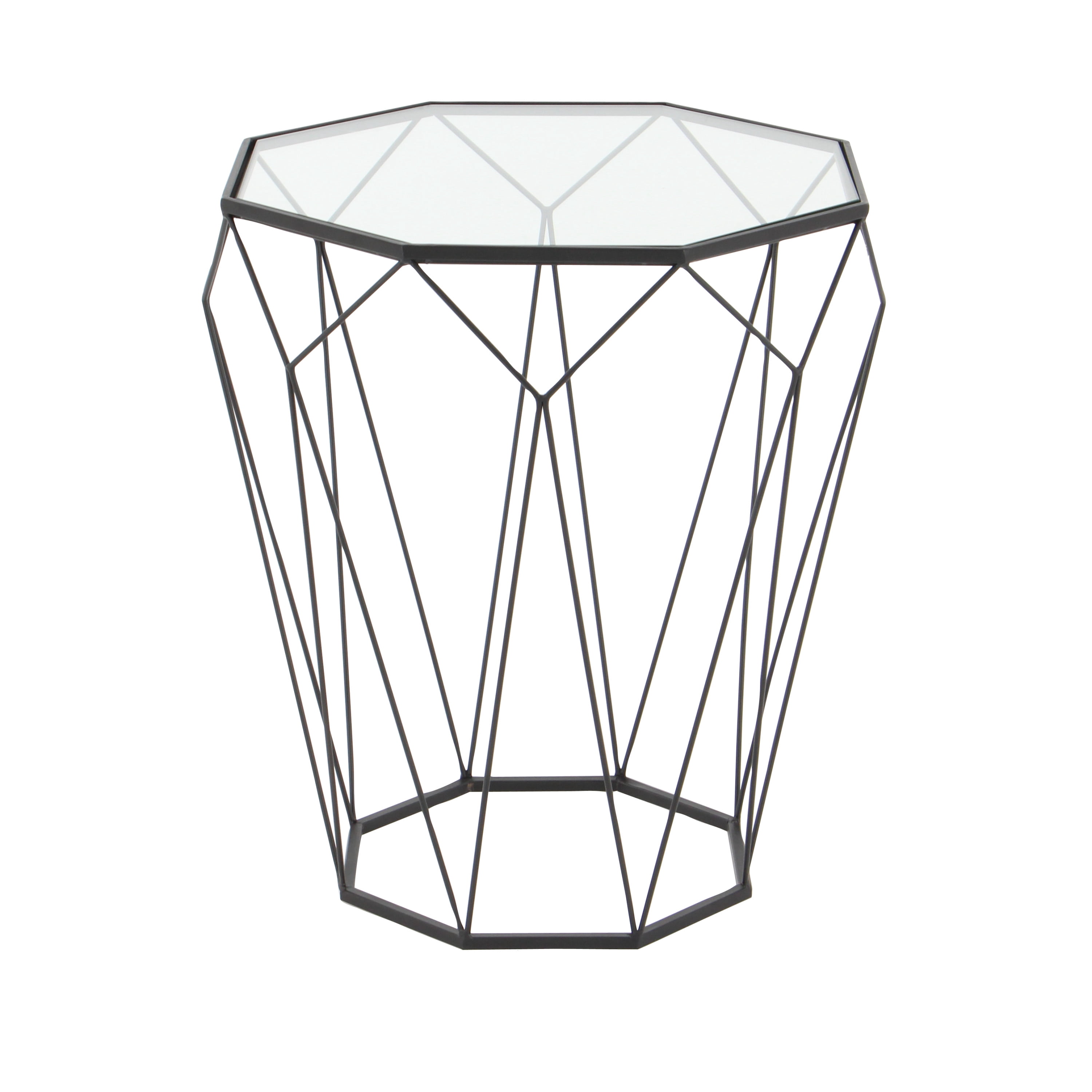 DecMode 22" x 20" Black Metal Contemporary Accent Table