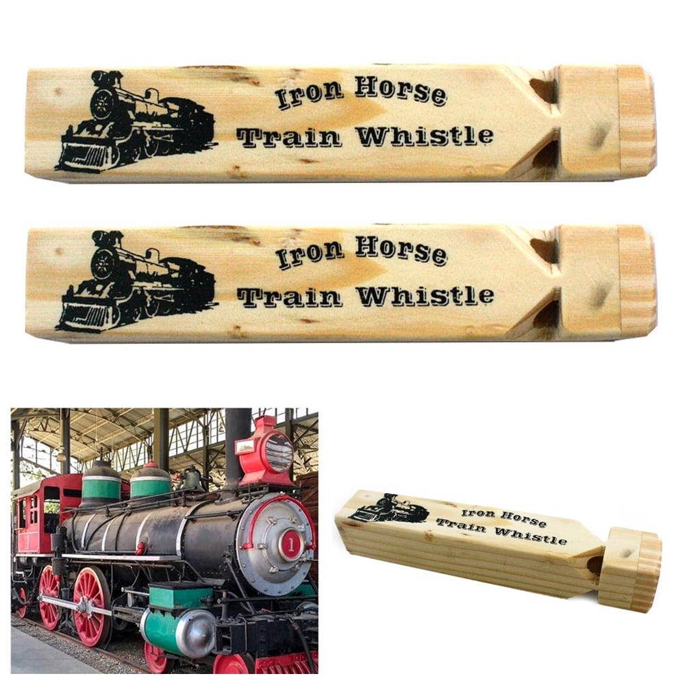 Wooden Train Whistle Play Conductor Wood Locomotive Choo-Choo Kids Classroom Toy 
