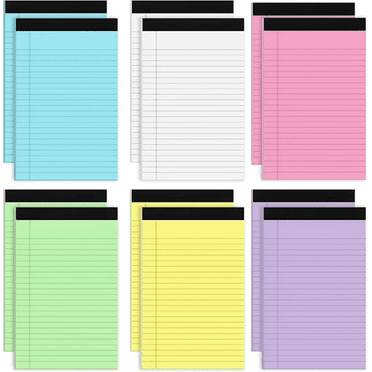 Meilimei 12-Pack 5“x8” Legal Pads and Notepads, 50 Sheets of 80 GSM Thick Paper with Narrow Ruled, Perforated Sheets for Office and Home Use
