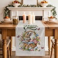 thumbnail image 2 of Table Runner 72 Inches Long for Kitchen Dining, Happy Easter Dresser Scarf Farmhouse, Dining Table Decorations for Wedding/Parties, Cute Rabbits Flowers Eggs Butterflies Beige 16 x 72 In, 2 of 8