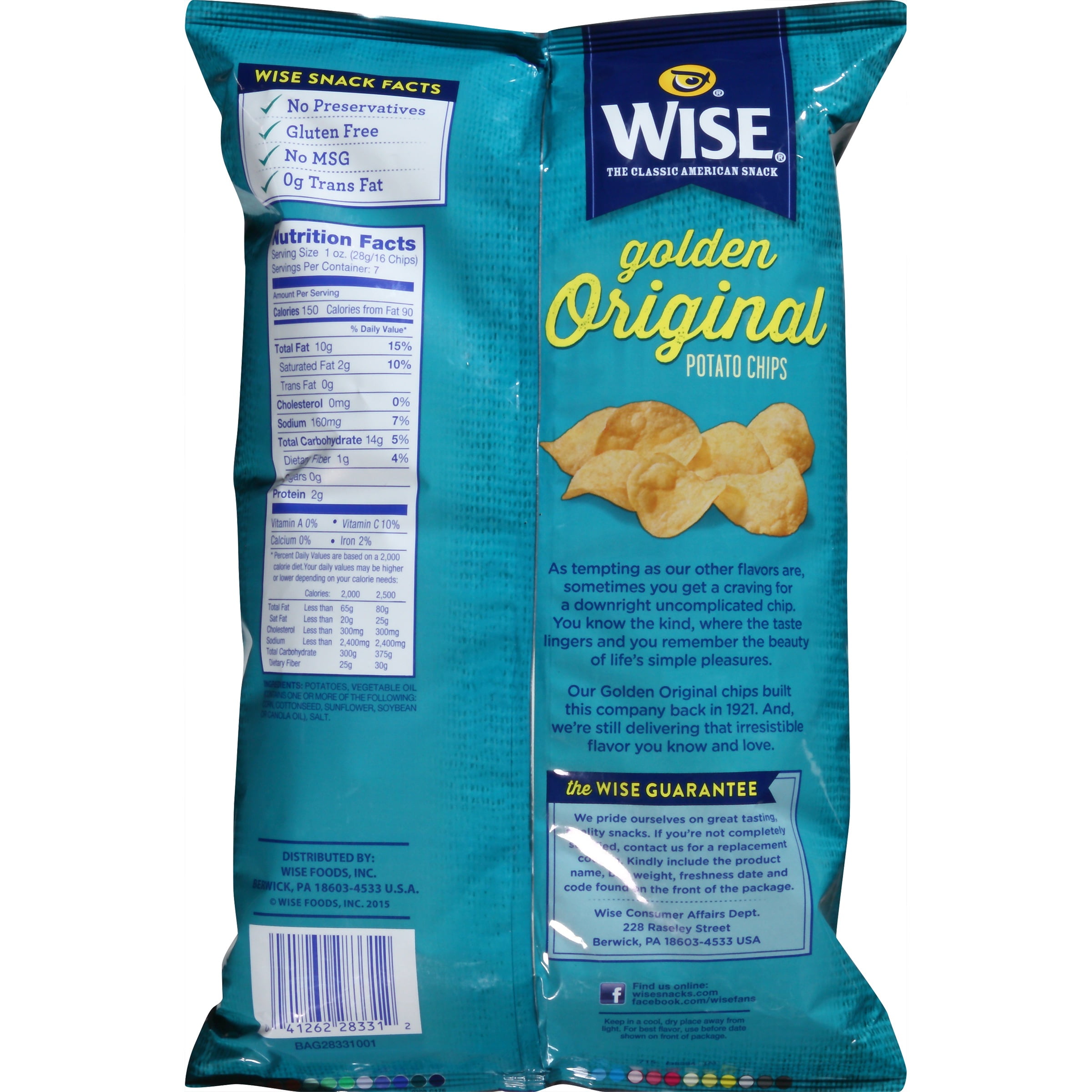 Nutrition Facts For Wise Potato Chips Blog Dandk