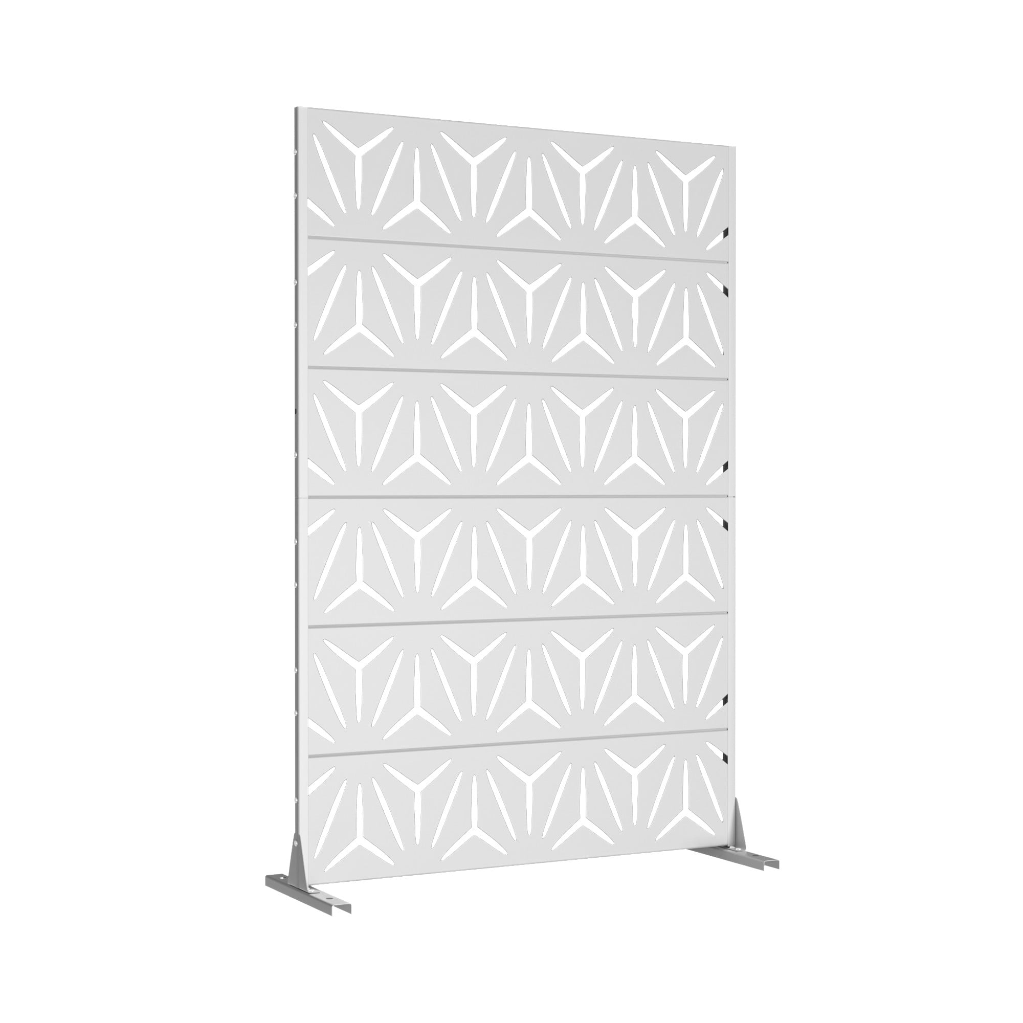 MAYEERTY Industrial-Style Steel Privacy Screen, Freestanding Folding Room Divider,White