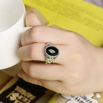 Opolski Men Vintage Artificial Gem Carving Band Finger Ring Jewelry Party Banquet Gift