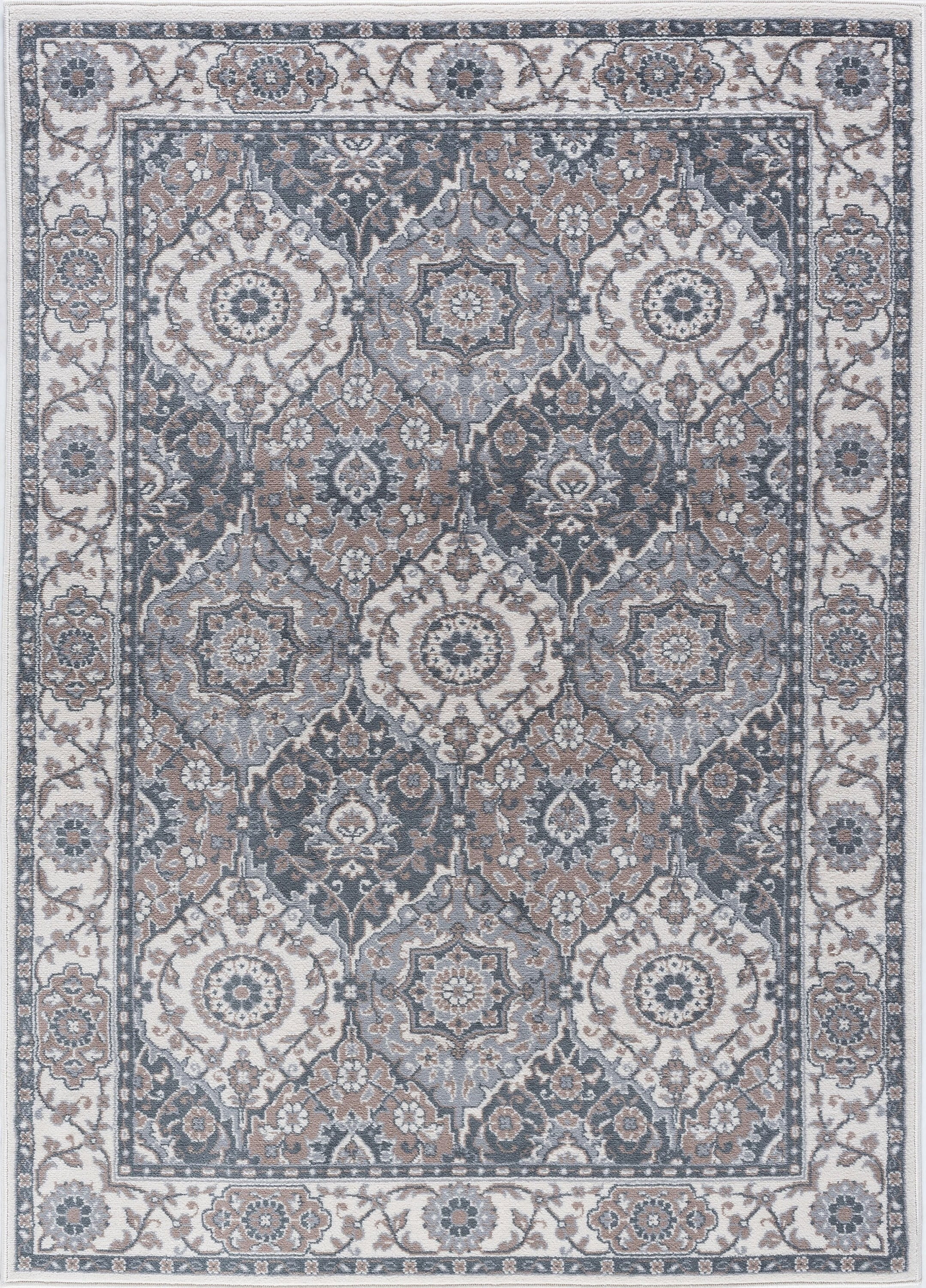 Madison Traditional 9' x 12' Cream and Gray Polypropylene Indoor Area Rug