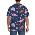 thumbnail image 3 of Uemuo Dinosaur Pattern Cotton Linen Short Sleeve Shirts,Casual Lightweight Button Down Shirts,Vacation Beach Summer Tops-, 3 of 7