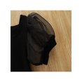 thumbnail image 6 of Kiapeise Toddler Girls Summer Outfit Sets Black Short Puff Sleeve Square Neck Tops + Houndstooth A-line Skirt, 6 of 9