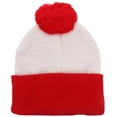 thumbnail image 1 of Miangastore 1pc Red White Two Tone Knit Winter Beanie Hat Christmas Color Wool Hat, 1 of 8
