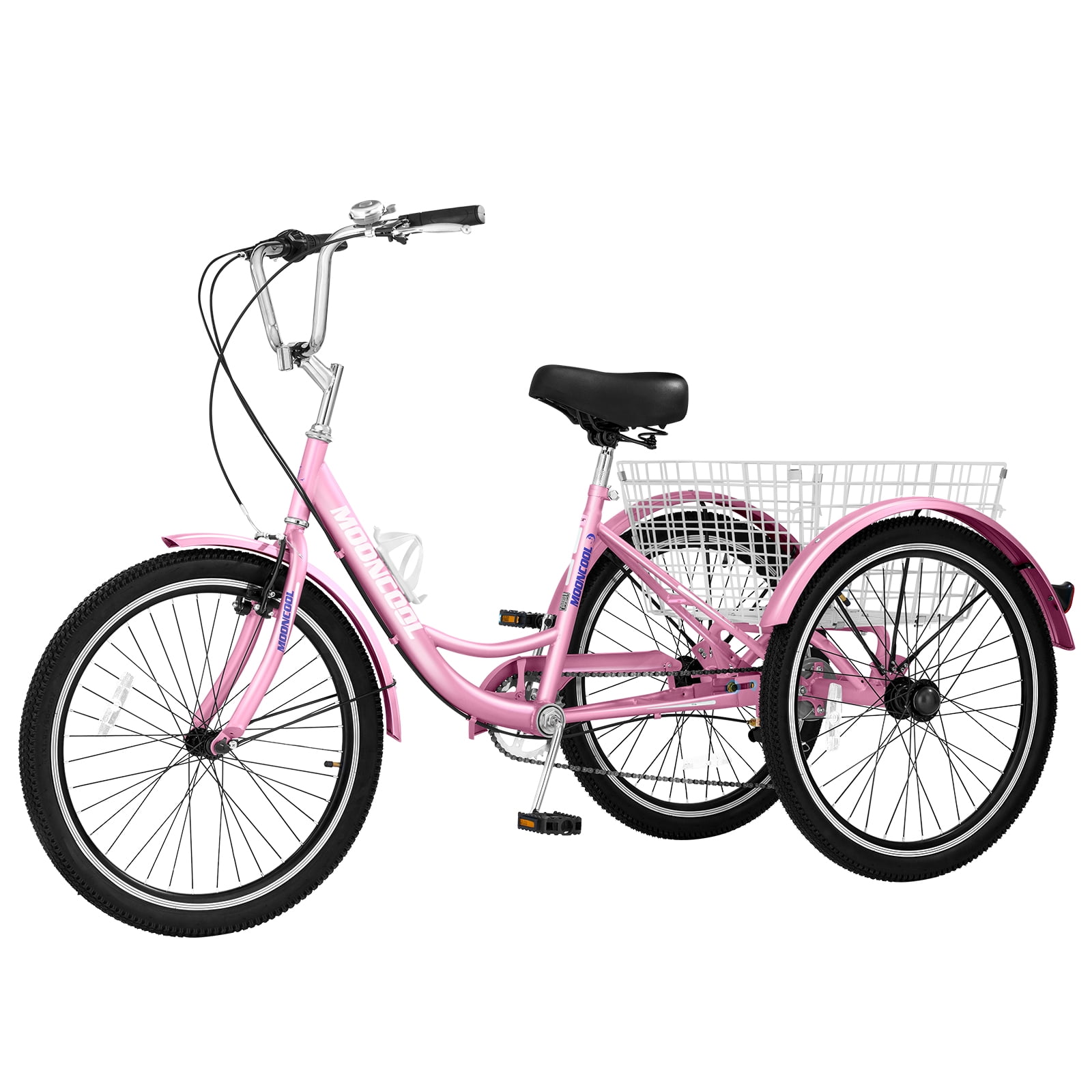 Pink adult bike with basket hot sale