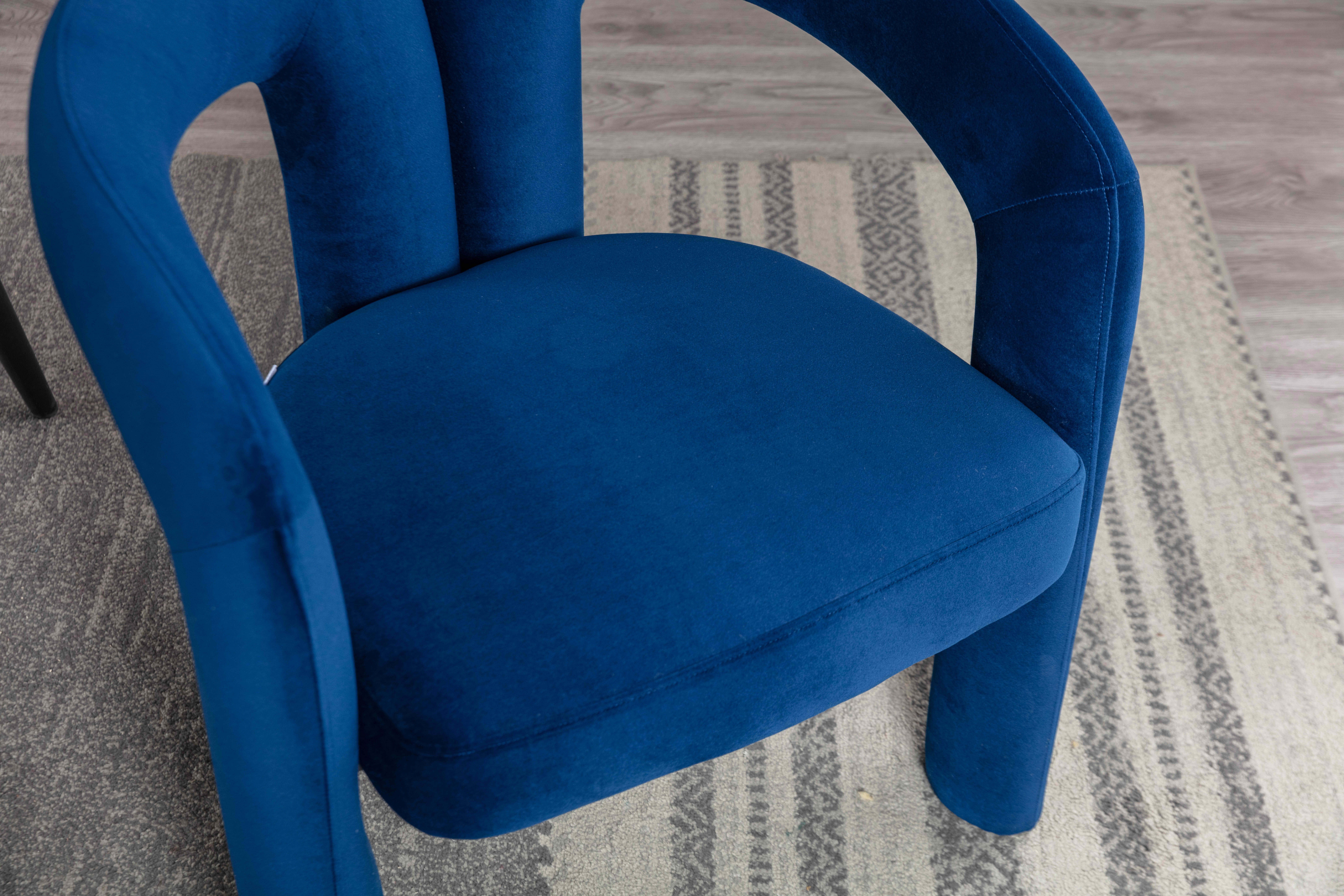 MAYEERTY Set of 2 Velvet Dining Chairs, Curved Back Side Chairs, Wood Legs, 250 lb Capacity, Navy
