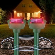 2 Pack Solar Mole Repeller Gopher Deterrent Outdoor Groundhog Repellent Ultrasonic Snake Repeller With LED Lightsfor Yard Lawn Garden