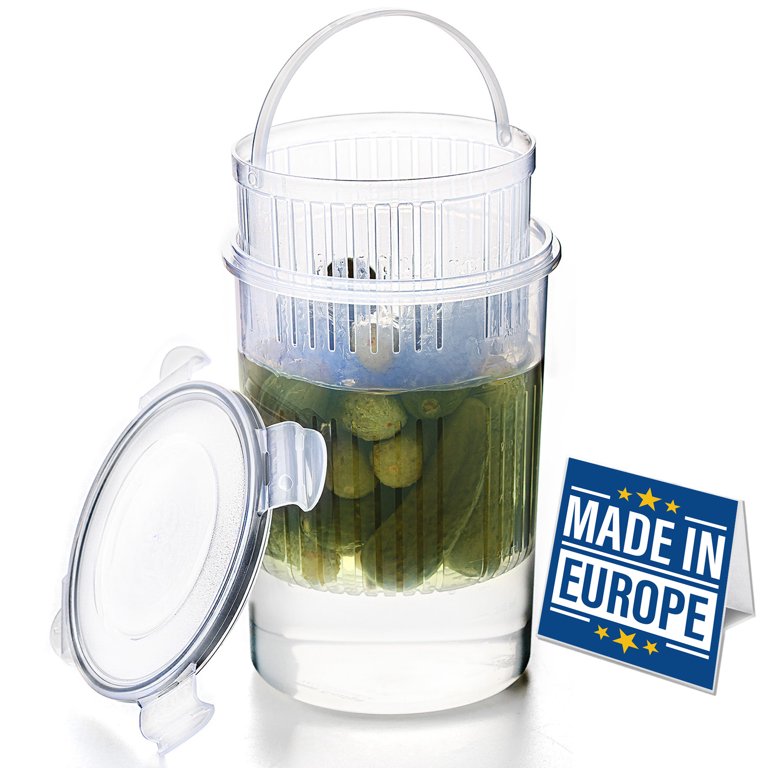 Pickle Jar With Strainer Insert,deli Food Storage Container,large Flip Jar  With Leakproof And Lock It Lid