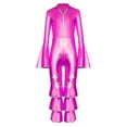 thumbnail image 3 of LiiYii Kids Girls Shiny Metallic Jumpsuit 70s Hippie Disco Funky Dance Outfit Dancewear Hot Pink 10, 3 of 5