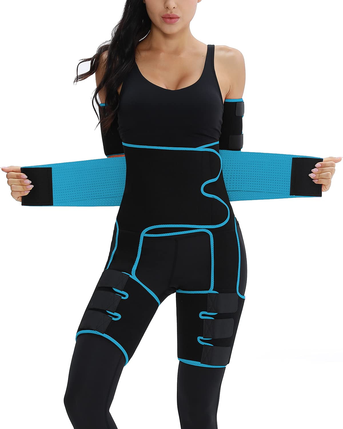 Reshe 4 in 1 High Waist Arm and Thigh Wast Trainer for Women Sweat Band Waist Trimmer Plus Size 