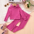 thumbnail image 2 of FYDUU Girls Fall Winter Outfits Girls Outfits 2 Piece Set Soft Knit Hoodie And Pants Casual Fall Spring Toddler Kids Clothes Ribbed Texture Wear 6-7 Years, 2 of 9