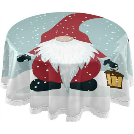 

Hyjoy 60 Round Tablecloth Christmas Santa Claus with Lights Table Cover Water Resistant Spill Proof Large Table Cover for Indoor & Outdoor Family Gathering Dinner BBQ Christmas Decoration