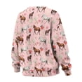 thumbnail image 5 of SCRAWLGOD Horse Floral Print Pink Women Oversized Crewneck Sweatshirt Long Sleeve Pullover Tops Drop Shoulder Casual Oversized Workout Clothes with Pockets, XL, 5 of 7
