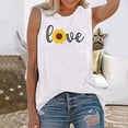 thumbnail image 2 of Love Flower Print Muscle Tank Top Women Workout Tank Vacation Shirt Casual Letters Print Sleeveless Holiday Shirt, 2 of 4