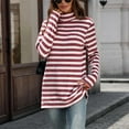 thumbnail image 2 of yillto Mock Neck Tops for Womens Sweaters Oversized Baggy Striped Long Sleeve Fall Trendy Clothes, 2 of 5