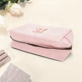 thumbnail image 3 of Unique Bargains 1 Pc Corduroy Rectangular Letter R Makeup Bag Pink, 3 of 5