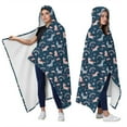 thumbnail image 2 of Wearable Blanket,Dark Blue Cartoon Horse Rainbow Pattern Hooded Wearable Flannel Blanket for Adults & Teens,Winter Poncho Shawl Wrap Cape Cozy Anti-Pill,50"x60", 2 of 5