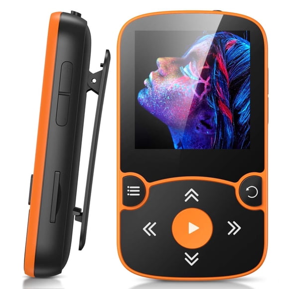 Reproductor MP3 AGPTEK 64GB con clip, Bluetooth 5.3, naranja