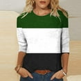 thumbnail image 2 of Staron Vente de Liquidation T-Shirts pour Femmes à Manches 3/4, à Rayures Patchwork, Col Rond, T-Shirts Basiques, Chic Décontracté, Printemps Été, 2 of 5