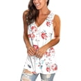 thumbnail image 3 of Camisetas sin mangas para mujer, camisetas con cuello en V, camisetas sin mangas, camisetas sin mangas con abertura lateral y estampado floral, 3 of 5