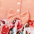 thumbnail image 6 of Mikrdoo 9 Months Baby Girls Clothes Splice Floral Print 12 Months Baby Girls Sleeveless Ruffle Romper Dress With Headband 2Pcs Romper Sets Coral, 6 of 8