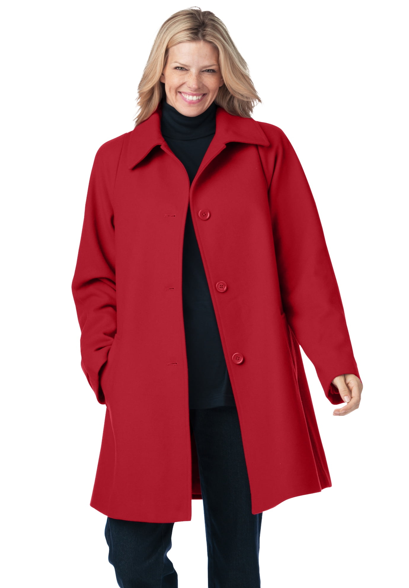 Woman Within Women's Plus Size Wool-Blend Classic A-Line Coat 