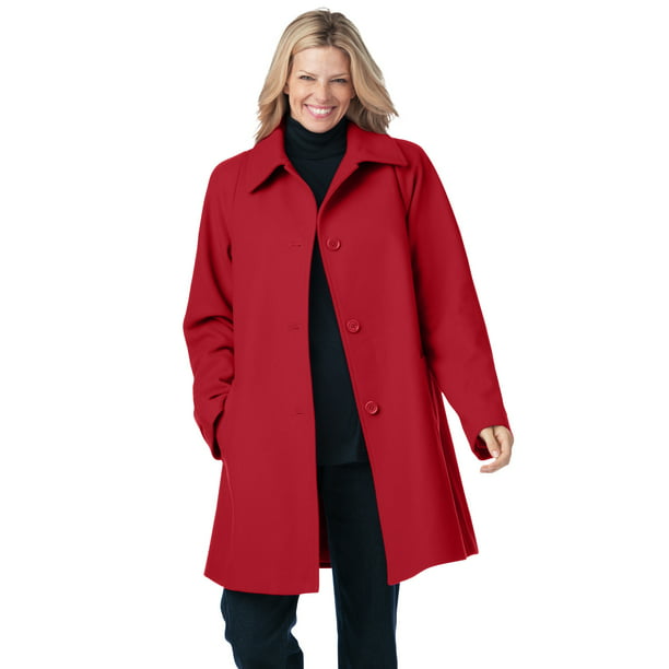 Wool Blend Classic A Line Coat, Womens Plus Size Wool Trench Coat