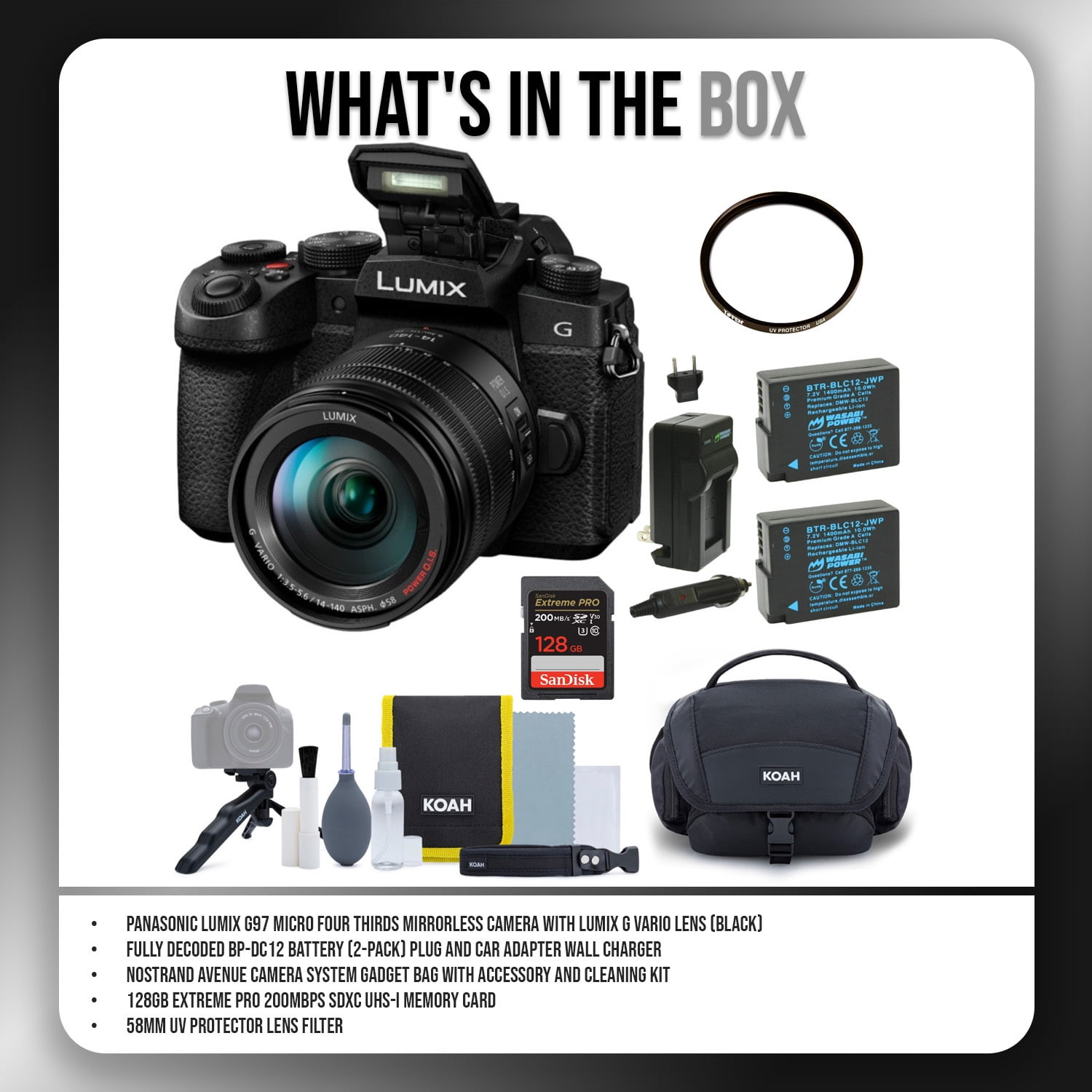 【レンズセット】LUMIX DMC-G7と12-40mmレンズバッテリーセット Panasonic LUMIX DMC-G7 Mirrorless Camera w/14-42mm Lens, Black